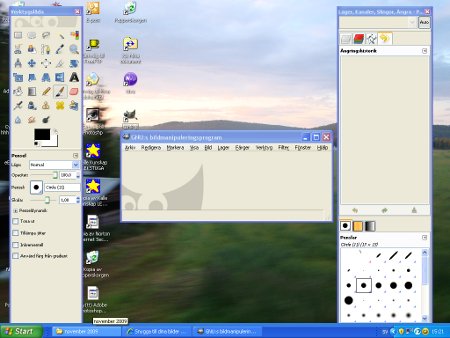 Gimp startat på skrivbordet Gimp startat på skrivbordet